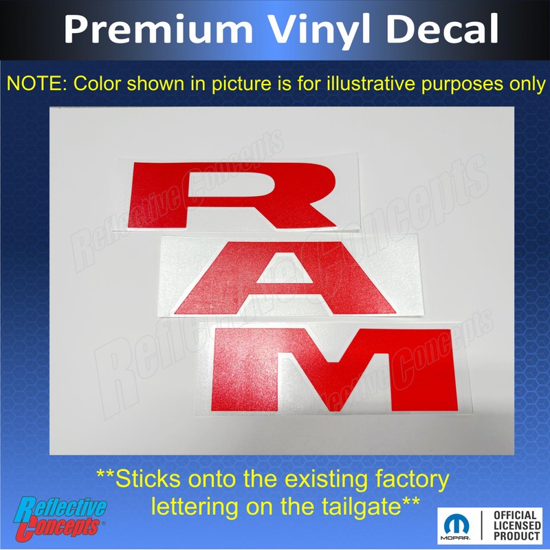 RAM Tailgate Emblem Overlay Decal Stickers 2025-2026 Ram 1500 (Color: