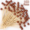 Aodaer 100 Pieces Basketball Bamboo Cocktail Picks 4.7 Inch Decorative