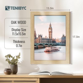 TENIBYC 12x16 Oak Picture Frame 3 Pack, Natural Wood Grain, HD Tempered Glass, Wall Hanging
