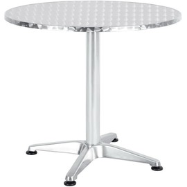 BTEXPERT Indoor Outdoor 27.5" Round Restaurant Table for Patio Stainless Steel Silver Aluminum Dining Furniture with Base