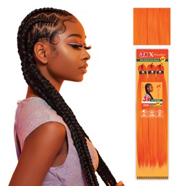 Sensationnel X-pression Prestretched Braiding Hair - Kanekalon Flame Retardant Smooth Yaki Braid Hair Extension 3X 58 Inch (1 Pack, ORANGE)