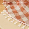 Round Fall Gingham Tablecloth 60 inch, Orange Cotton Linen Style