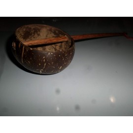 hand made coconut ladle water scoop dipper with coconut wood handle 19" long