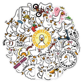 BOXOB 50pcs Cute Goose Stickers, Waterproof One Goose Meme Stickers Funny Animal Decoration Creative Certified Geese Sticker for Water Bottle Phone Laptop Car