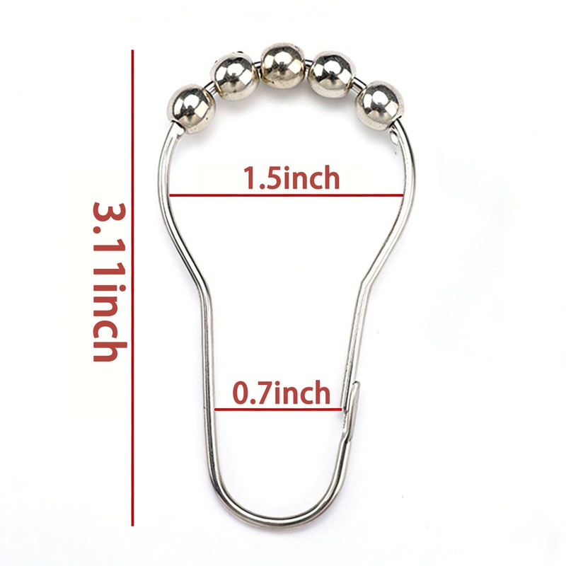 Shower Curtain Hooks Rings, Rustproof Stainless Steel Double Sliding Shower