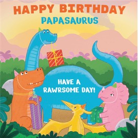 Hunts England - Papa Birthday Dinosaur Party Card - Happy Birthday - Have A Rawrsome Day! - Papasaurus - Imagination Collection