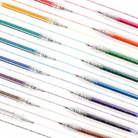 Grabie glitter gel pens 18 Colors,Metallic Vibrant Sparkle gel pens for coloring,Retractable Sparkle glitter markers,glitter pens for adults,colored gel pens for Adult Coloring Books and Drawing