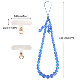 BEEFLYING Crystal Stone Beads Wrist Straps for Phone Handmade Anti-lost Lanyard Rope for Cell Phone Hanging (Blue)