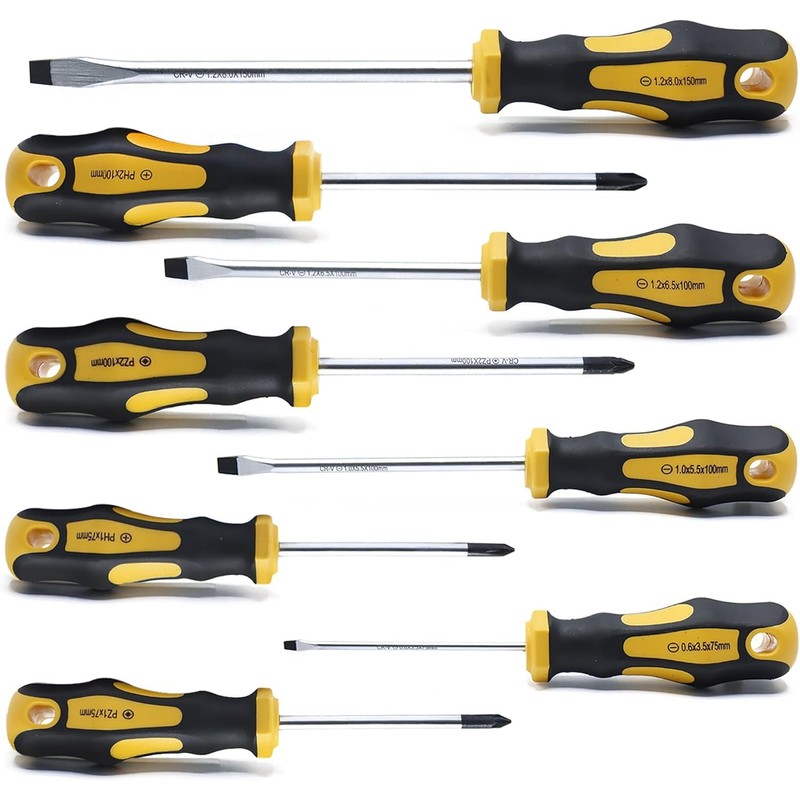 CCLIFE Screwdriver Set 8-Piece Magnetic Screwdriver Set with Slotted, Pozidriv