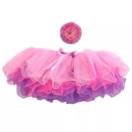 Princess Kids Girls Birthday Tutu Skirt Tulle Pink Purple Princess Dance Hair Clip Flower