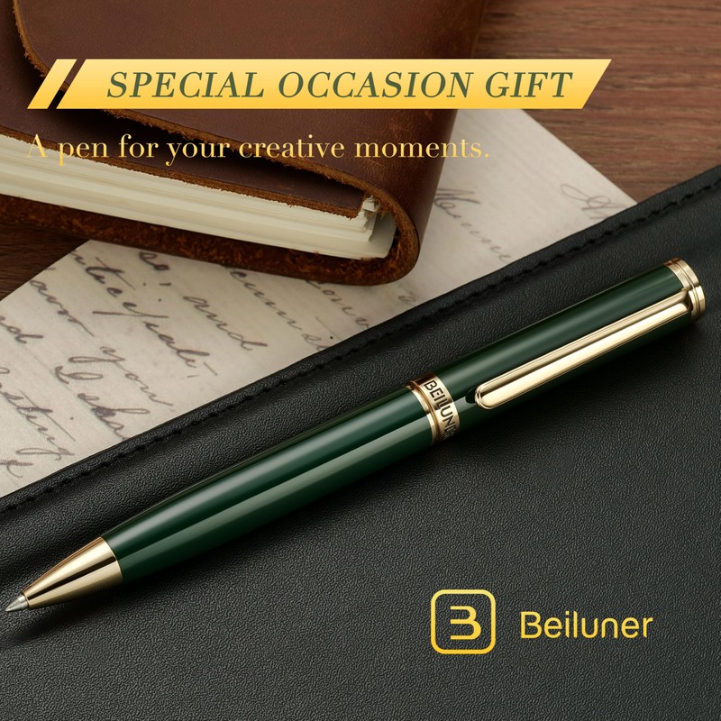 BEILUNER Luxury Gel Pen with 24K Gold Finish, Green Piano