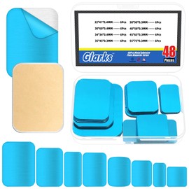 Glarks 48pcs 22-55mm Square Under Cabinet Light Magnetic Strip Kit, Cabinet Light Magnetic Adhesive Strip, Metal Replacement Magnetic Strips for Magnetic LED Lights, Under Counter Lights