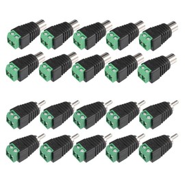 senvenelec 20Pcs Professional RCA Connector Kit - 10 Pairs RCA Female and Male Plug to AV Screw Terminal Audio/Video Connector AdapterCCTV - Black with Green