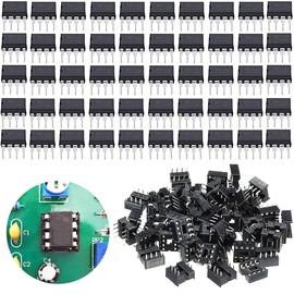 Youmile 50 pcs LM358 LM358P Precision Dual Operational Amplifier 3V-32V LM358N DIP-8 IC large chip + 50 pcs DIP-8 IC Socket,for electronics experiment DIY