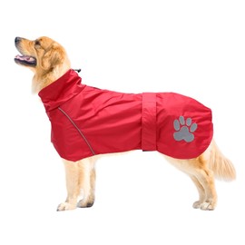 Geyecete Dog Raincoat Jacket Adjustable Lightweight Raincoat cloth Best Gift for dogs with Safe Reflective-Red-XL