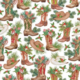Jillson Roberts Christmas Bulk Gift Wrap, Western Holiday, Quarter Ream 208 feet x 24 inches
