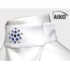 Aiko Plastron Satin White / Night Blue Flower Crystal Rhinestones