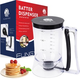 FUNGYAND Pancake Batter Dispenser, 900ML 4 Cups Capacity – Easy-Pour Tool for Pancakes, Cupcakes, Waffles, Muffins & More – Precise Baking with Squeeze Handle - Black