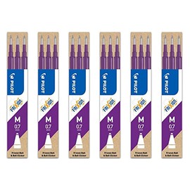 Pilot FriXion Ball Refills (BLS-FR7) Pack of 6 Sets of 3 Violet