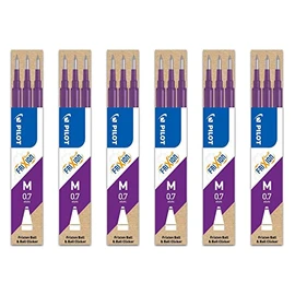 Pilot FriXion Ball Refills (BLS-FR7) Pack of 6 Sets of 3 Violet