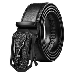 TBSCWYF Men's Belt Ratchet Leather Belt Automatic Buckle for Men Suit Business Clothing 35 mm Length 120 cm Wide Belt with Gift Box, G