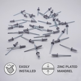 (Pack of 80 pcs) Painted Blind Rivets 4.0 x 12 mm, Dome Head, DIN 7337, Aluminum Rivet and Steel Mandrel, Pop Rivets (80, Window Grey RAL 7040)