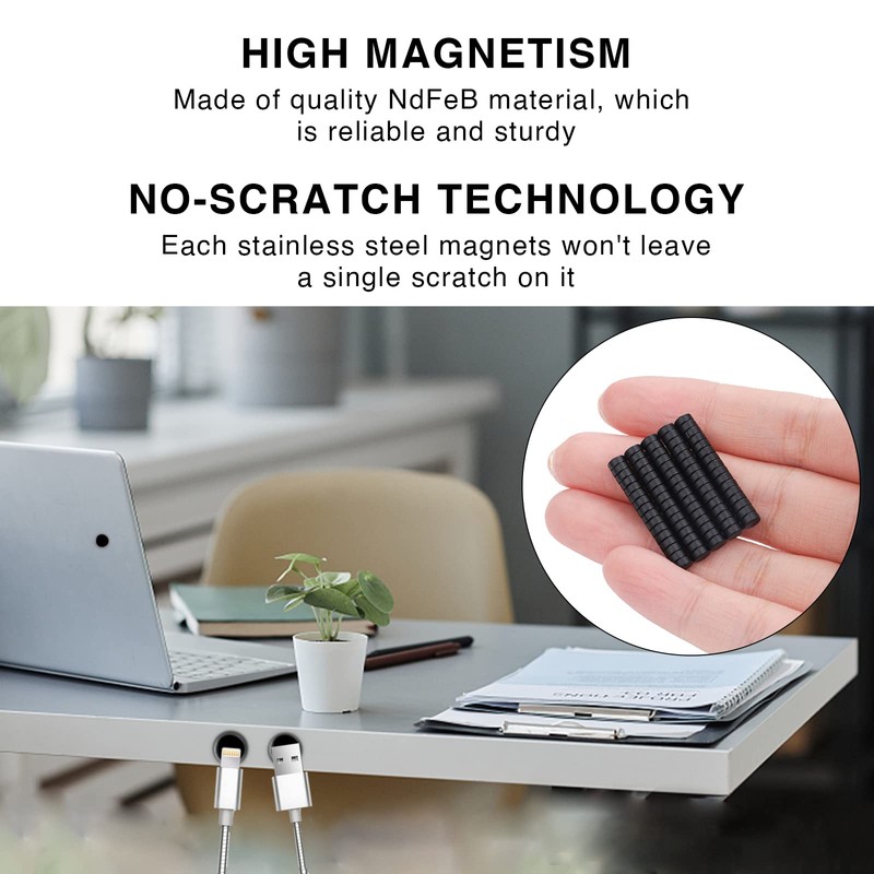 TRYMAG Small Magnets 60Pcs, Multi-Use Premium Epoxy Coating Tiny Black
