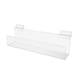 24 Pack Acrylic Slatwall J Ledge 12 Inch Wide by 2.5 Inch Deep Clear Floating Retail Product Display for Salons Boutiques and Specialty Shops by Marketing Holders
