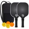 Toolzia Pickleball Paddle Set Graphite Carbon Fiber 2 Paddles with