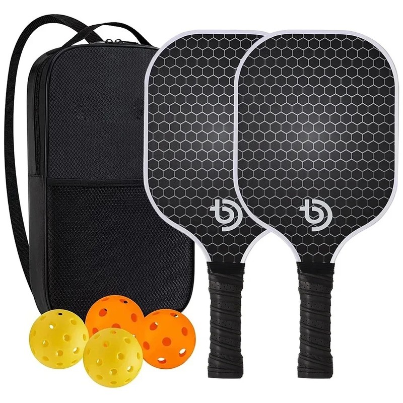 Toolzia Pickleball Paddle Set Graphite Carbon Fiber 2 Paddles with