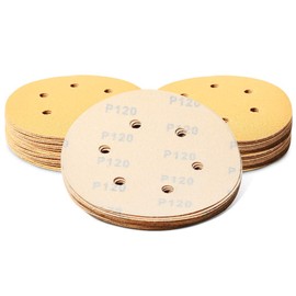 SPEEDWOX 50 Pcs Sanding Discs 6 Inches 120 Grit 6 Hole Hook and Loop Sandpaper Dustless Fit for Random Orbital Sander Yellow Finishing Discs for Automotive Woodworking