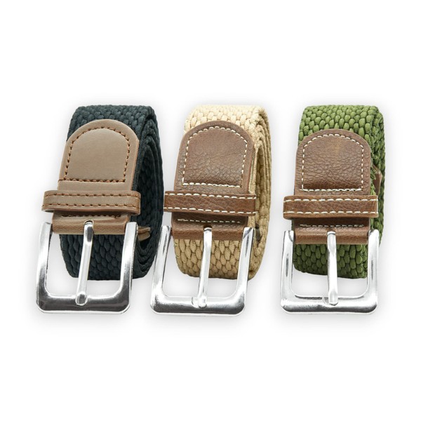 SEGMENTES Braided Elastic Belt Set of 3 Expandable Belts for