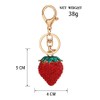 ARFUKA Keyring Rhinestone Strawberry Pendant Keychain 3D Animal Iced Out