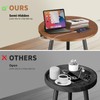 kinnary end Table with Charging Station, 2 Tier Walnut Wood