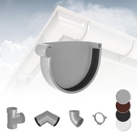 Gutter System - 90 mm Plastic PVC, Selection Components - RainWay 90, grey
