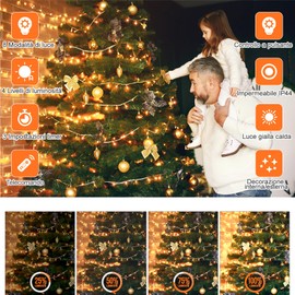 fullarrive Luci LED Esterno Interno 25M - 200 LED Catena Luminosa Impermeabile IP44 con 8 Modalità, Ghirlanda Luminosa per Decorazioni di Casa, Giardino, Terrazza, Feste, Matrimoni, Bianco Caldo