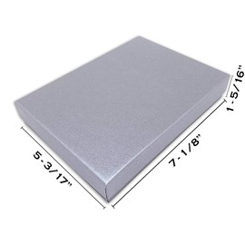 TheDisplayGuys - 25-Pack #75 Kraft Paper Jewelry Boxes w. Cotton Padding - Pearl Grey (7-1/8" x 5-1/5" x 1-1/3") - Gifting, Shipping, Retail