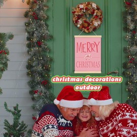 ShowDraven Pink Christmas Wall Art Decor Hanger Frame, Pink Christmas Decorations Wall Decor Outdoor Indoor for Kitchen Bedroom Bathroom Office, 12x16 Inch