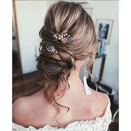 Unicra 3er-Set Silberne Haarnadeln mit Perlen für Braut und Brautjungfer