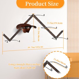 ORNAROVI 5 Pieces Cowboy Hat Rack for Wall, Western Cowboy Hat Holder Hanger Wall Mounted with Wooden Board, DIY Hanging Hat Organizer for Western, Beach, Fedora, Sun Hats (Black, 1 PACK)