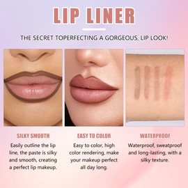 WALULAN Lipliner Semi-Matte Gloss Waterproof Fadeless Lip Gloss Lipliner Pencil
