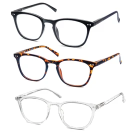 HAPJOYS Gafas De Lectura Mujeres Hombres Lectores Elegantes + 2.75 Gafas De Montura Ligera Para Leer Paquete De 3 Negro/Tortuga/Transparente Pequeño-Medio 3 Mezcla De Colores