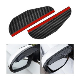 LKAHG 2PCS Car Rear View Mirror Rain Visor, Carbon Fiber Waterproof Vehicle Side Mirror Rain Eyebrow, Rainproof Auto Rearview Mirror Smoke Visor Guard, Universal for RV, SUV, Truck (Type A)