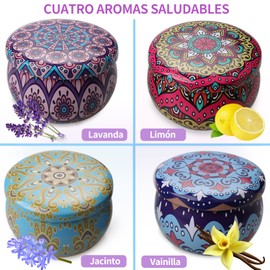 Veladoras Aromaticas, Juego de 4 Piezas Velas Aromaticas Relajantes, Velas Aromaticas Regalo, Velas Aromáticas Decorativas para Regalos Mujer, 100% Pura Cera de Soya, Ideal para Obsequio del Día de las Madres, Navidad, Cumpleaños, Día de San Valentín, Oc