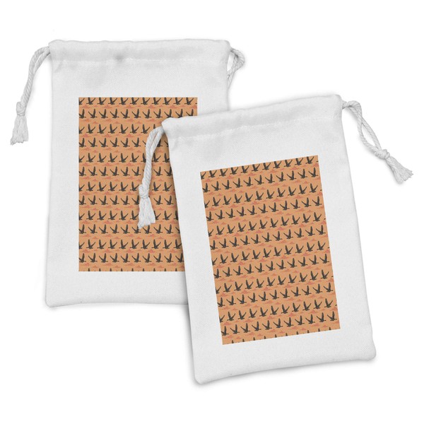 Ambesonne Geese Fabric Pouch Set of 2, Continuous Flock of