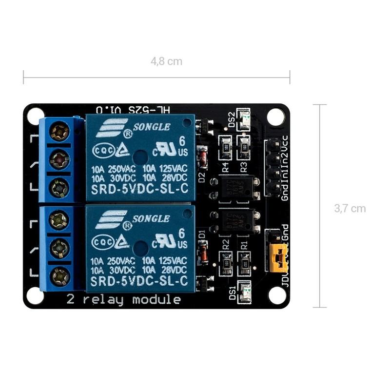 kwmobile 2 Channel Relay Module - 5V Relay Board for