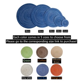 Coasters or Coffee Mat 11 cm, Washable Place Mats, Round Place Mats, Dining Table, Natural Material, Hand Woven Fabric Table Mat Can Be Used in Restaurants, Cafés, Hotels (Blue-11 cm, 6 Pieces)