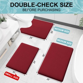 Smiry Memory Foam Bath Mat 24x16, Red