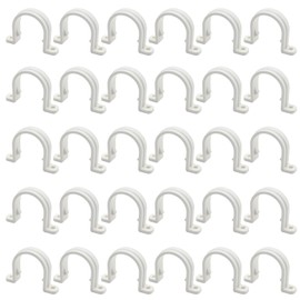 ZUDKSUY 30 PCS White PVC Conduit Clamp, 1/2inch Two Hole Plastic Conduit Pipe Clamps, 20mm PVC Wireline U-Clamps for Electrical Telephone Cable