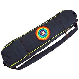 GURU SHOP Yoga Mat Bag Rainbow Om Wine Men/Women Cotton 65 x 15 x 15 cm Bags for Yoga Mats, petrol, Unit size